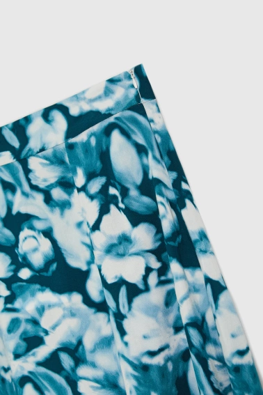 Wzorzysta spódnica z wiskozy zielona