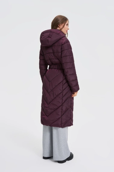 Kurtka z paskiem burgundowa