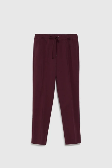Spodnie w kant z prostymi nogawkami burgundowe