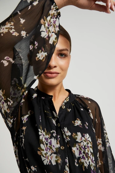 Sukienka midi z kwiatowym wzorem czarna