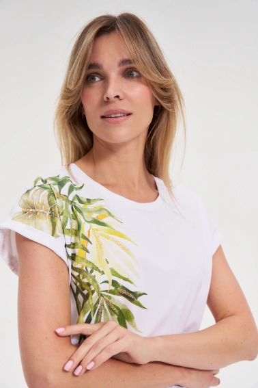 T-shirt z okrągłym dekoltem biały