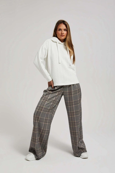 Bluza z kapturem i długimi rękawami perłowa