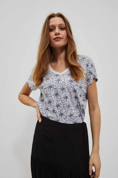 Bluzka z kwiatowym printem biała