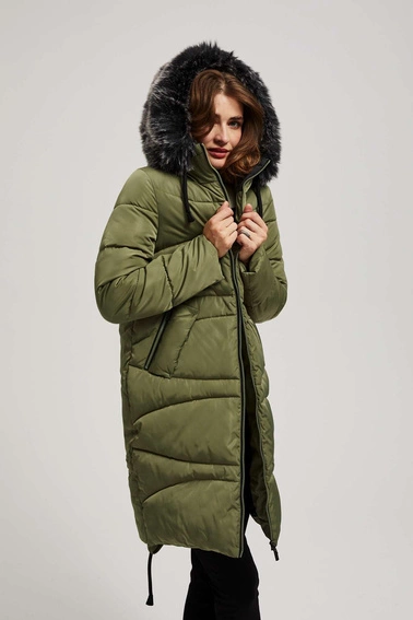 Pikowana kurtka z ocieplanym kapturem