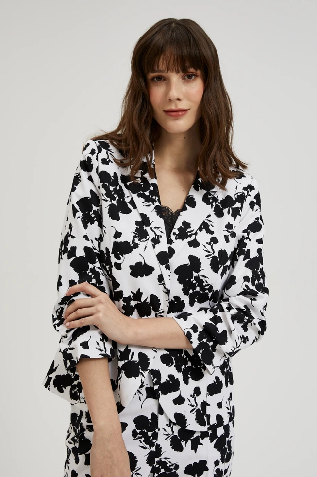 Marynarka z rękawami 3/4 czarno-biała