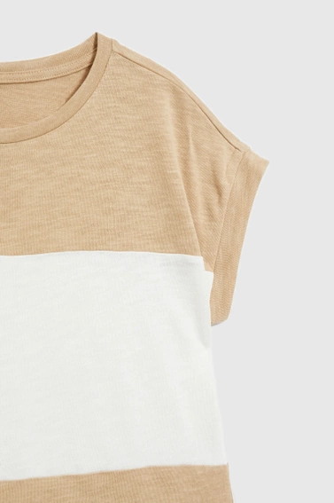 Bluzka w szerokie paski beżowa