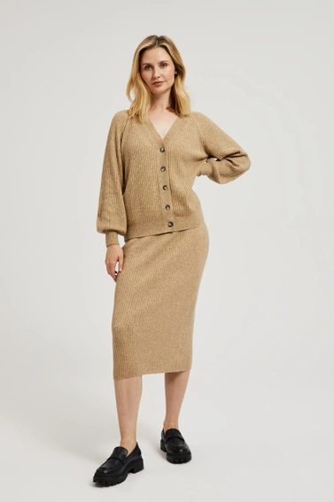 Spódnica dzianinowa midi beżowa