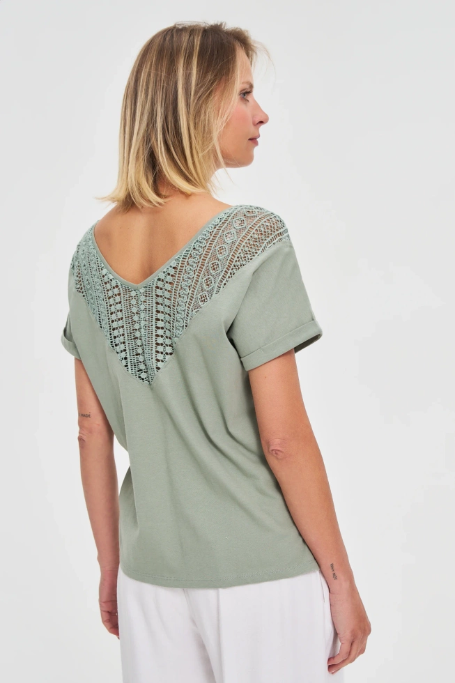 Bluzka z bawełny oliwkowa