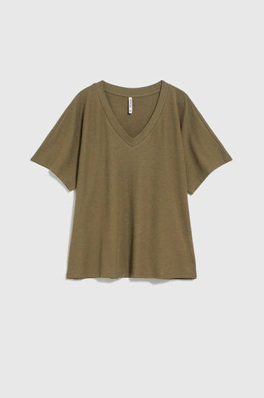 Bluzka z dekoltem w serek oliwkowa