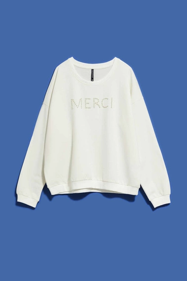 Bluza z napisem perłowa