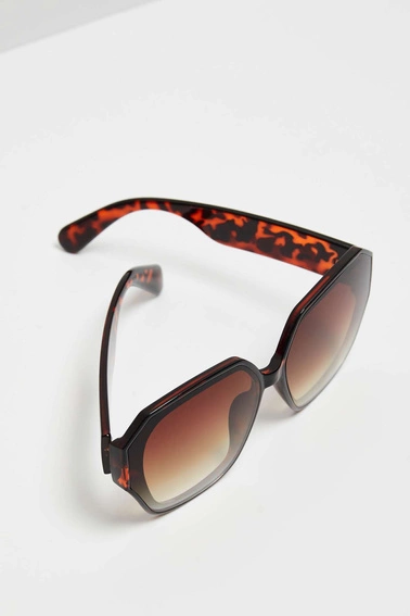 Okulary przeciwsłoneczne prostokątne w zwierzęcy wzór brązowe