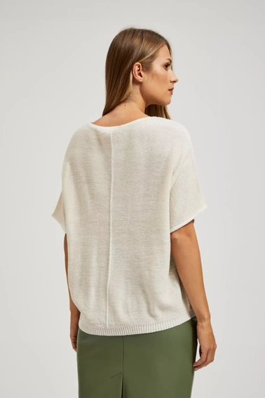 Sweter oversize z metaliczną nitką perłowy