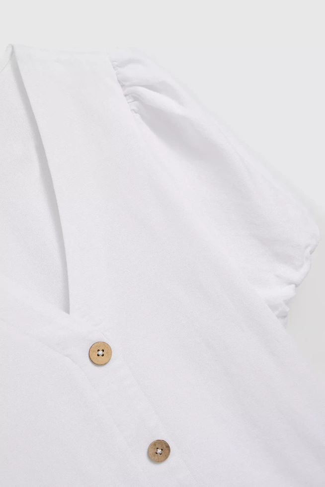 Koszula z krótkimi bufiastymi rękawami biała