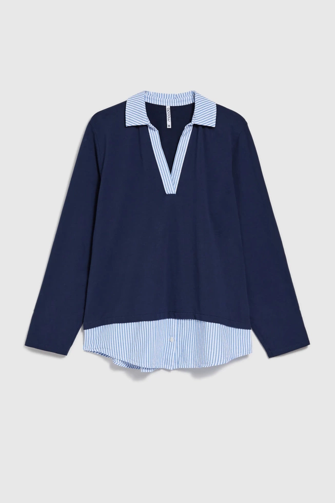 Bluza z kołnierzykiem granatowa