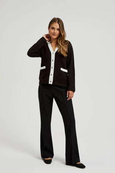 Kardigan z ozdobnymi guzikami z długimi rękawami czarny