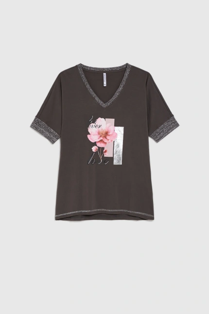 Bluzka z nadrukiem brązowa