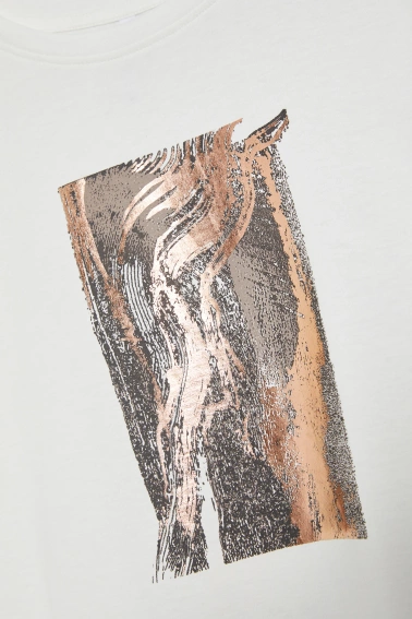 Bawełniana bluzka z nadrukiem biała