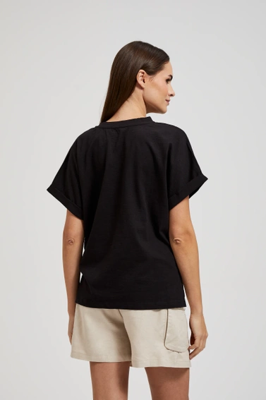 Bawełniana bluzka z guzikami czarna