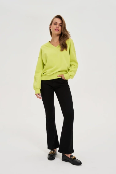 Bluza z dekoltem w serek limonkowa