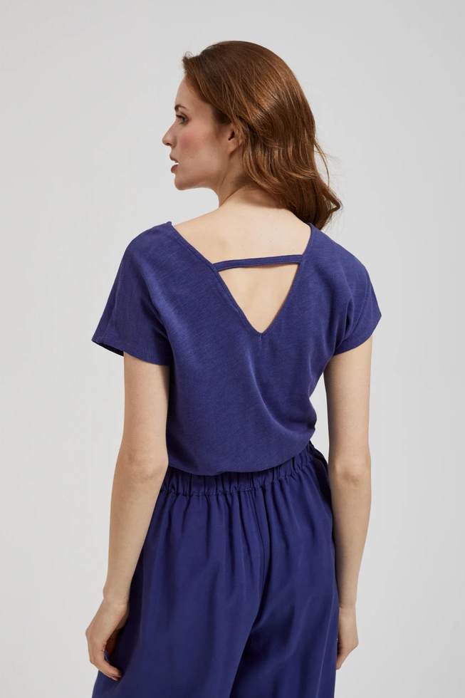 Bluzka z dekoltem w serek fioletowa