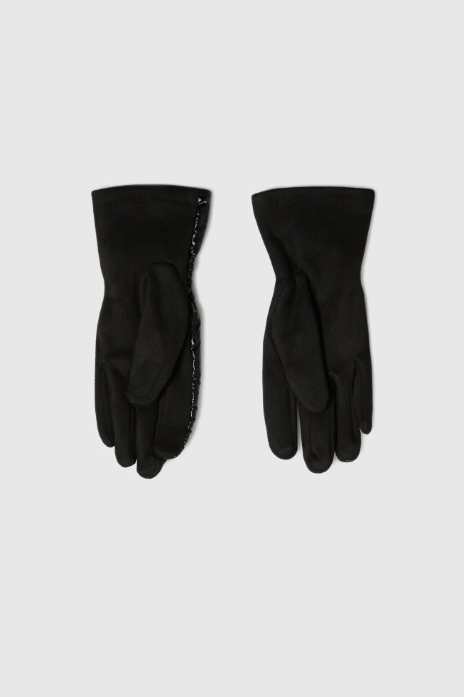 Rękawiczki z imitacji skóry czarne