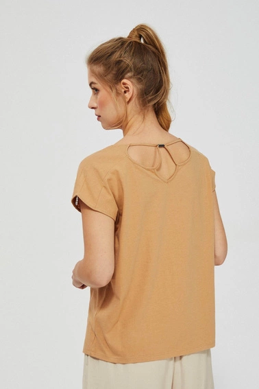 Bluzka z ażurowym zdobieniem miodowa