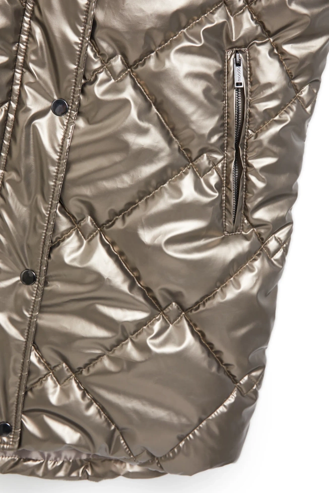 Pikowana kamizelka z kapturem beżowa