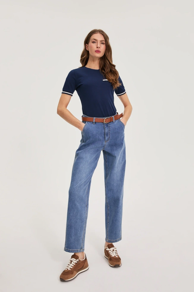 Jeansy z paskiem niebieskie