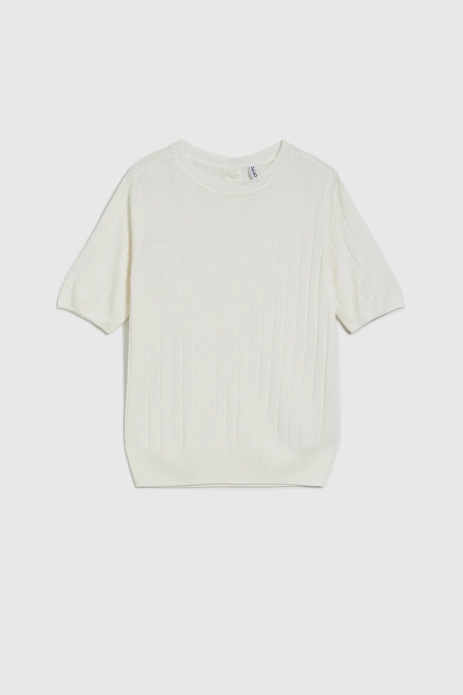 Wiskozowy sweter z metaliczną nitką biały