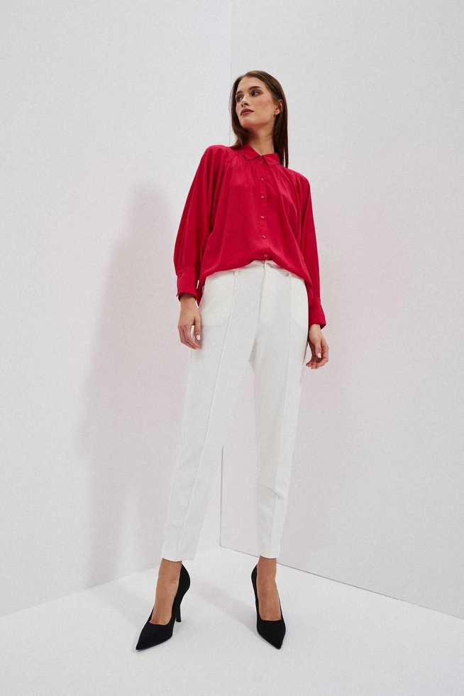 Spodnie w kant perłowe