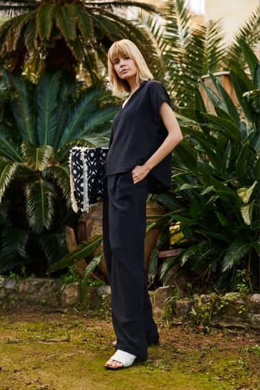 Duża torba z frędzlami czarna