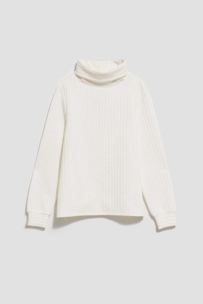 Bluza z szerokim golfem perłowa