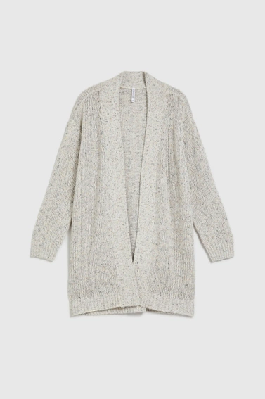 Kardigan o długość do połowy uda beżowy