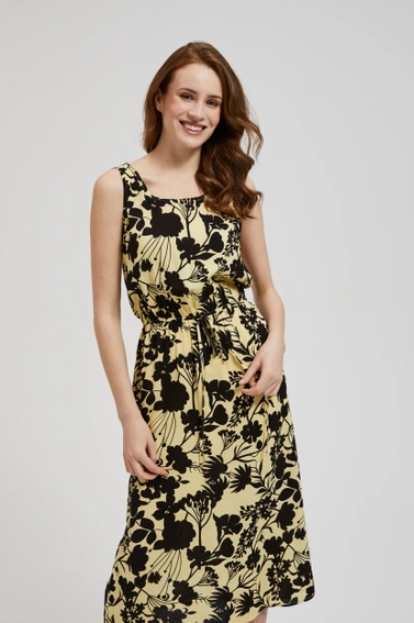 Sukienka midi w kwiaty żółta