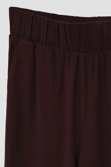 Spodnie kuloty z gumą w talii ciemnobrązowe