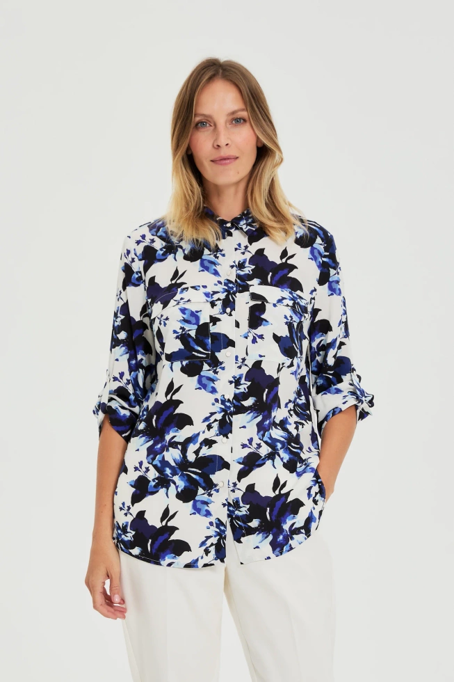Koszula w kwiaty biała