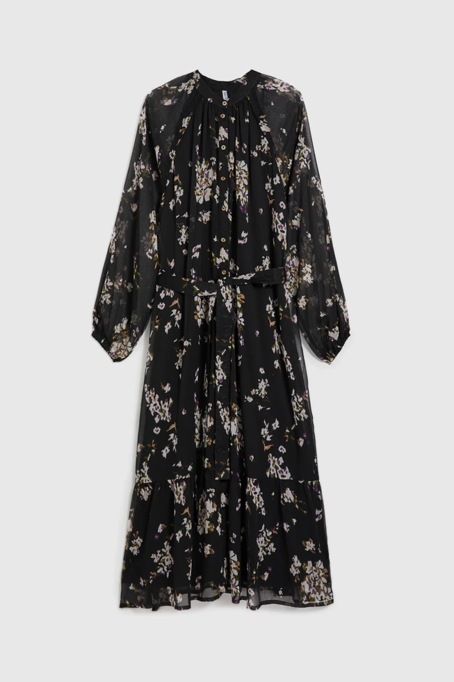 Sukienka midi z kwiatowym wzorem czarna