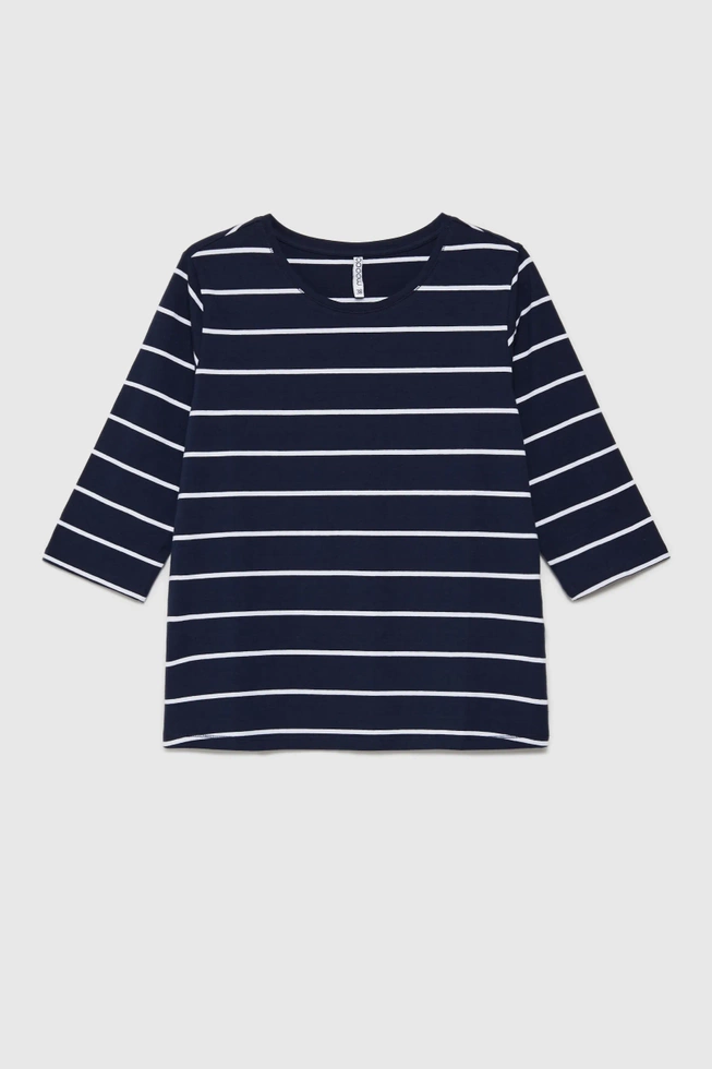 Bluzka w paski o prostym fasonie granatowa