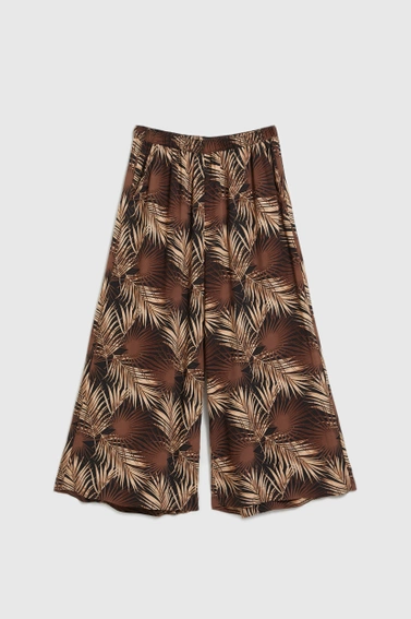 Spodnie kuloty w tropikaly wzór czarny