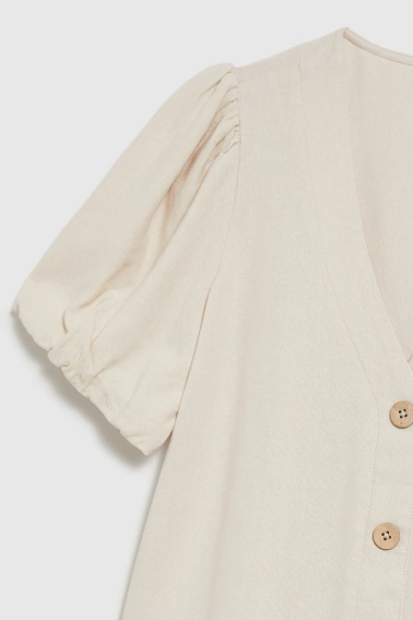 Koszula z wiskozy i lnu beżowa