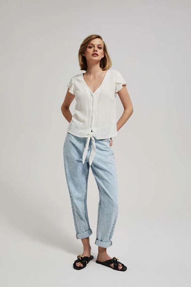 Koszula z wiązaniem perłowa