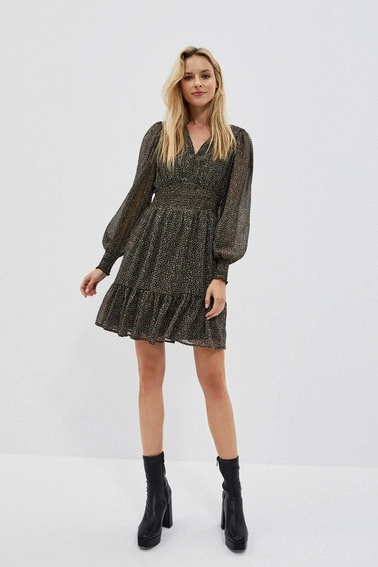 Sukienka z printem i falbaną 