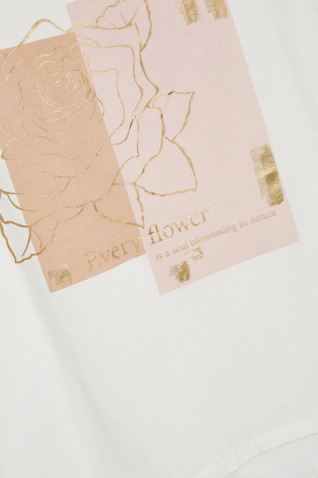 Bawełniana biała bluzka z nadrukiem