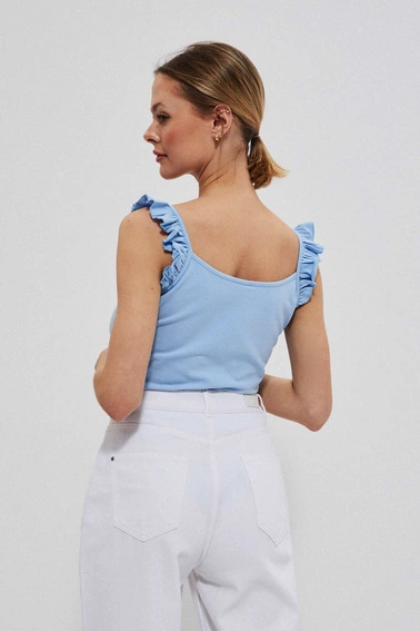Top z ozdobnymi ramiączkami niebieski