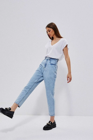 Jeansy mom fit z kieszeniami błękitne