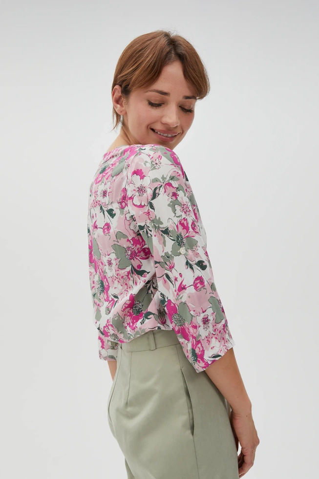 Wiskozowa koszula z kwiatowym wzorem fuksjowa