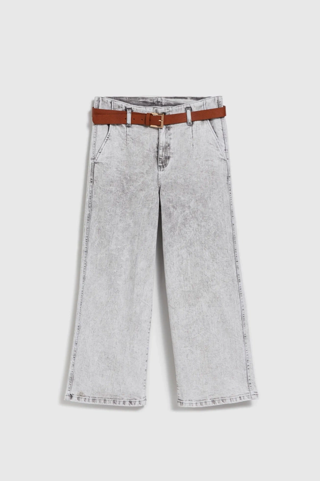 Jeansy z nogawkami o długości 3/4 szare