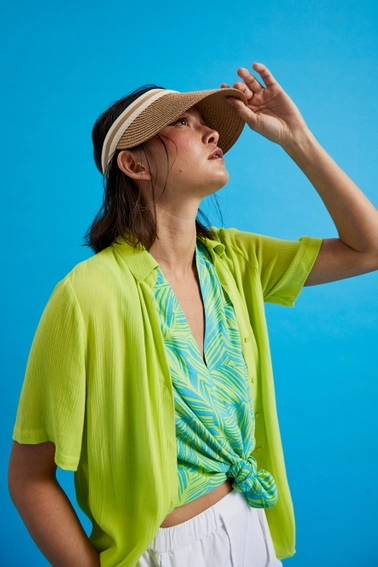 Koszula z kołnierzykiem limonkowa