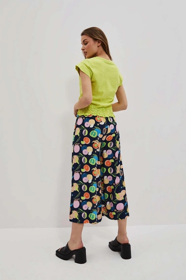 Wzorzyste spodnie kuloty perłowe