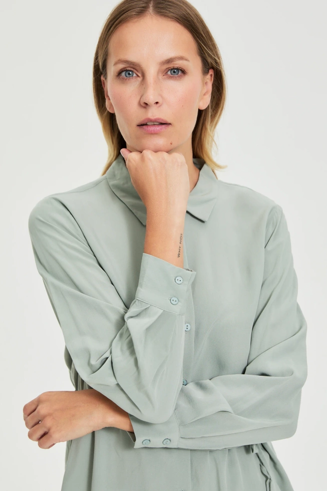 Koszula z wiązaniem oliwkowa